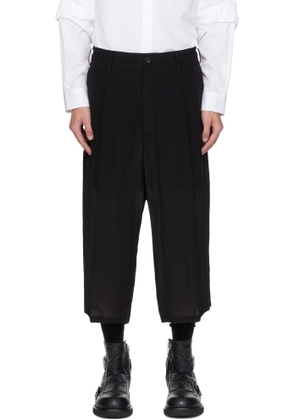 YOHJI YAMAMOTO Black Tucked Seam Wide Trousers
