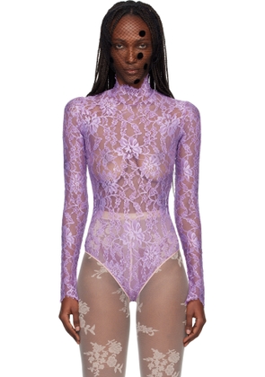 Valentino Purple Floral Lace Bodysuit