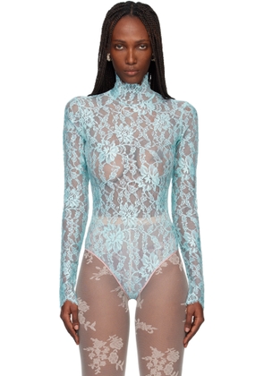 Valentino Blue Floral Lace Bodysuit