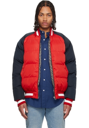 Balmain Red & Navy Bicolor Reversible Puffer Jacket