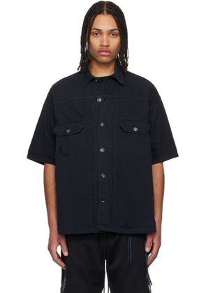 mastermind JAPAN Black Distressed Denim Shirt