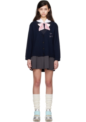 I'm Sorry by Petra Collins SSENSE Exclusive Navy & White JennyFax Edition Cardigan Hoody Minidress