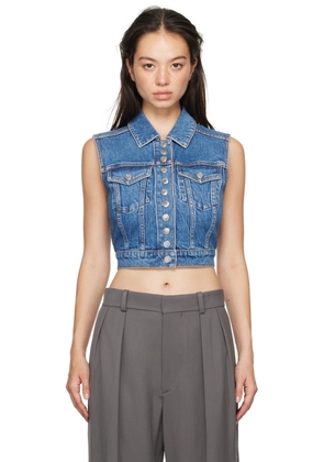 Alexander Wang Blue Cropped Trucker Denim Vest