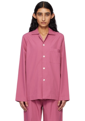 Tekla Pink Poplin Long-Sleeved Pyjama Shirt