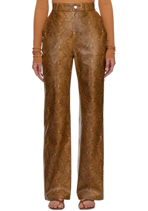Nanushka Brown Philine Faux-Leather Trousers
