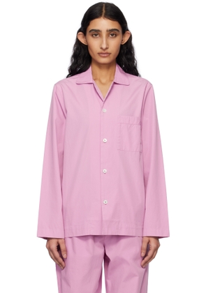 Tekla Purple Poplin Long-Sleeved Pyjama Shirt
