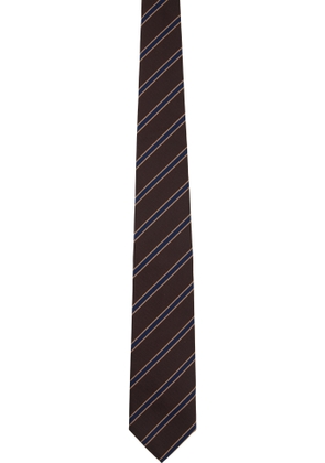 AURALEE Brown & Blue Silk Stripe Tie