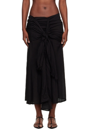 YOHJI YAMAMOTO Black 82 Modal Lawn R Front Knot Maxi Skirt