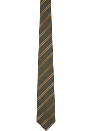 AURALEE Green & Yellow Silk Stripe Tie