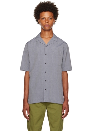 Sunspel Blue Camp Collar Shirt
