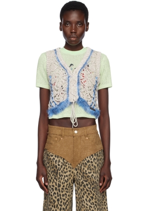 Andersson Bell Beige Western Lace-Up Knit Vest