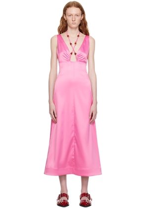 GANNI Pink Halter Midi Dress