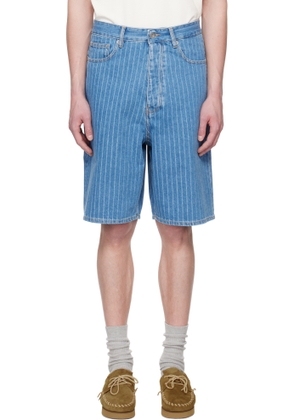 Drôle De Monsieur Blue 'Le Short Baggy Rayures' Denim Shorts