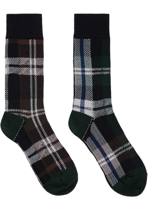 sacai Green & Brown Plaid Socks