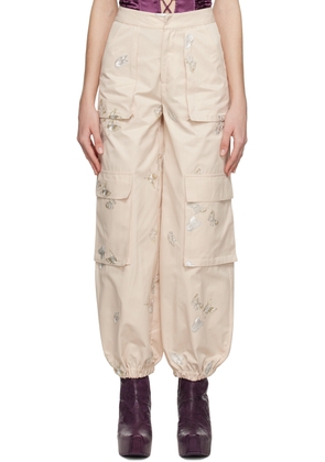 KIM SHUI Beige Butterfly Trousers