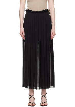 AMI Paris Black Pleated Midi Skirt