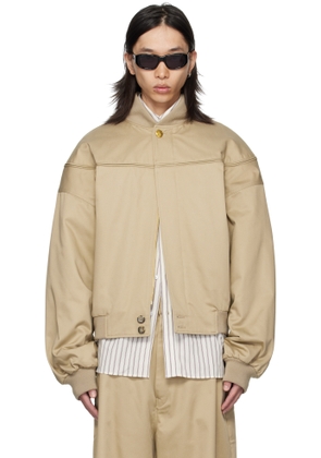 WILLY CHAVARRIA Beige Gas Station Bomber Jacket