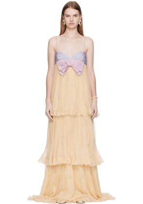 Valentino Beige Silk Maxi Dress