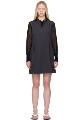 AMOMENTO Gray Nylon Hooded Minidress