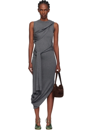 JW Anderson Gray Tie Detail Sleeveless Maxi Dress