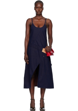 JW Anderson Navy Twisted Workwear Denim Midi Dress