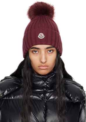 Moncler Burgundy Pom Pom Beanie