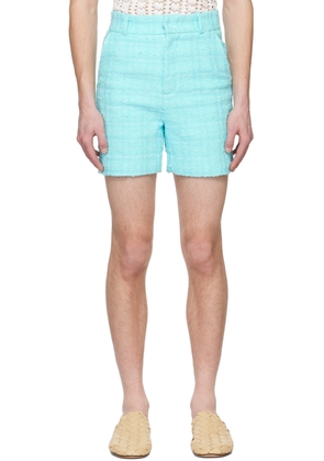 young n sang Blue Sequinned Shorts