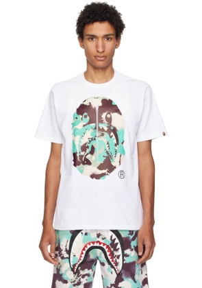 BAPE White Map Camo Ape Head Shark T-shirt