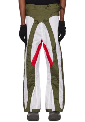 HOKITA Khaki & White Paneled Trousers