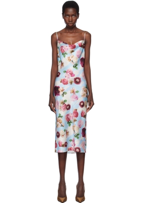 Fleur du Mal Blue Cowl Neck Slip Midi Dress