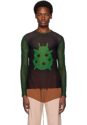 ANDREJ GRONAU SSENSE Exclusive Black & Green Long Sleeve T-Shirt