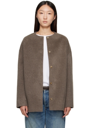 Loulou de Saison Taupe Dunne Wool Drap Short Coat