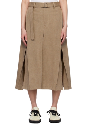 sacai Beige Mix Denim Midi Skirt