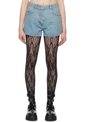 Rabanne Blue Studded Denim Shorts