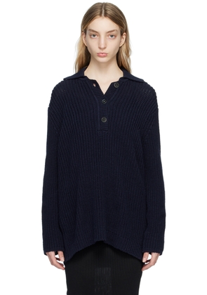 OUR LEGACY Navy Spread Collar Sweater