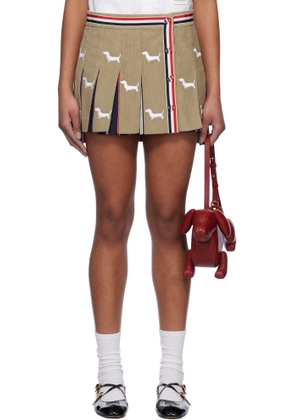 Thom Browne Khaki Button Front Pleated Hector Miniskirt