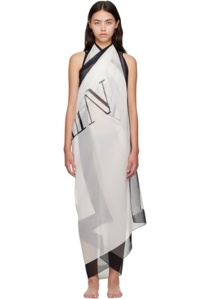 Balmain White Two-Tone Printed Beach Cover-up Dress