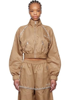 AREA Tan Crystal Trim Track Jacket