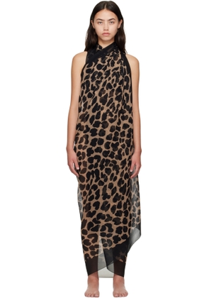 Balmain Brown Leopard Beach Wrap Cover-up Dress