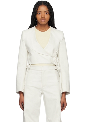 Yuzefi Off-White Wrap Split Denim Blazer