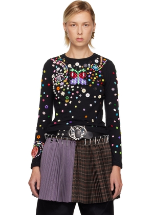 Chopova Lowena Black Night Defunct Beaded Jersey T-shirt
