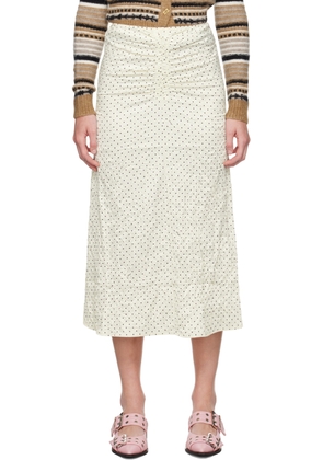 GANNI White Polka Dot Midi Skirt