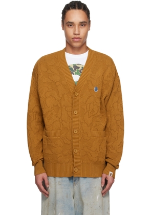 BAPE Brown Solid Camo Jacquard One Point Cardigan