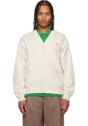 AAPE by A Bathing Ape Beige 'AAPENOW' Heart Moonface Cardigan