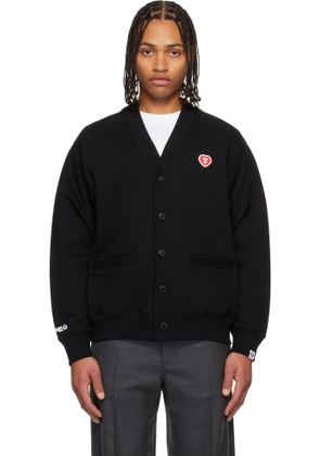AAPE by A Bathing Ape Black 'AAPENOW' Heart Moonface Cardigan