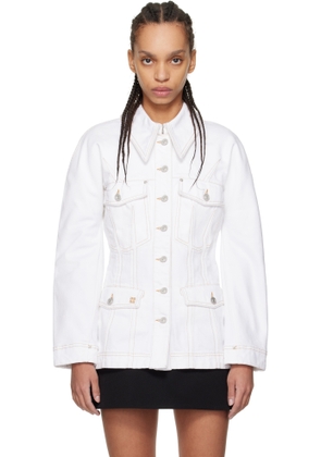 Givenchy White O Shaped Sleeves Denim Jacket