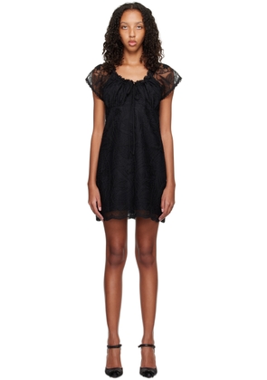 Anna Sui Black Floral Minidress