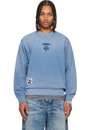 AAPE by A Bathing Ape Blue Moonface Crew Neck Sweatshirt