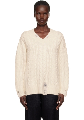 arch4 Off-White Valentina Cable V-Neck Sweater