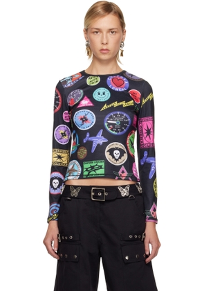 Chopova Lowena Black Patch Print Fitted Jersey T-shirt
